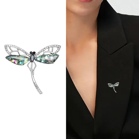 Vintage Legierung Libelle Brosche Mit Abalone-Muschel Und Strass Mode Tier Pins Für Damen Bankett Täglich Schmuck