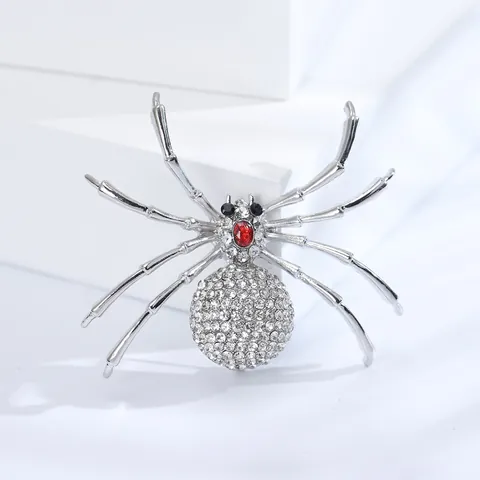 Vintage Gothic Alloy Rhinestone Spider Brooch For Men Women Suit Accessories Creative Insect Pin For Halloween Party Jewelry