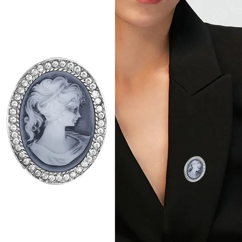 Vintage Victoriaanse Stijl Ovale Camee Brosche Voor Vrouwen Legering Relief Strass Portret Brosche Pin Sieraden Accessoire