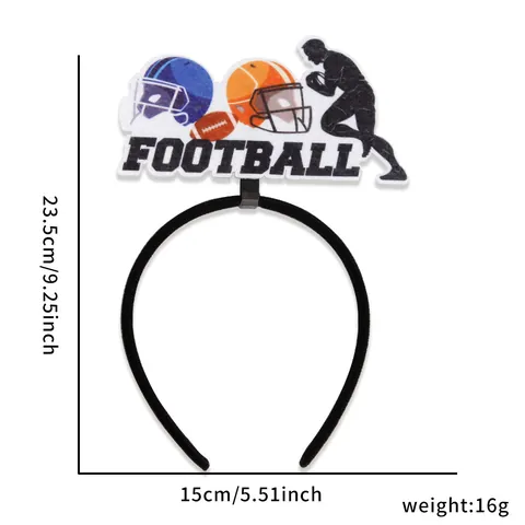 American Football Theme Headband For Fan Match Cheering Party Decorative Football Helmet Player Silhouette Hair Accessories
