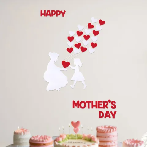 Decorazione per Feste Fai da Te Festa della Mamma Adesivo da Parete Sagoma Madre E Figlio Decorazione Farfalla Cuore