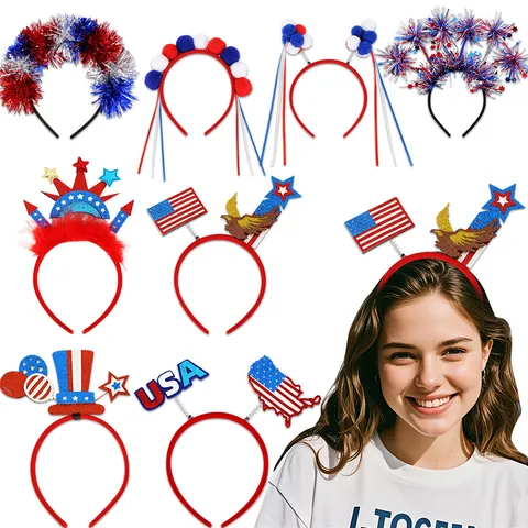 Patriotic 4th Of July Headband American Flag USA Map Star Headpiece Independence Day Party Favor Hair Accessories For Women