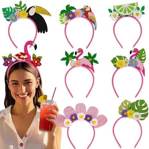 Hawaiianische Tropische Party Stirnband Flamingo Ananas Palme Dekor Blume Kopfschmuck Sommer Strand Party Kostüm Foto Requisiten