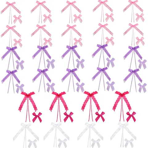 Europäischer Stil Polyester Organza Herz Muster Bögen Set Für Mädchen Geburtstag Party Hochzeit Dekorationen Hängen Ornament Stücke