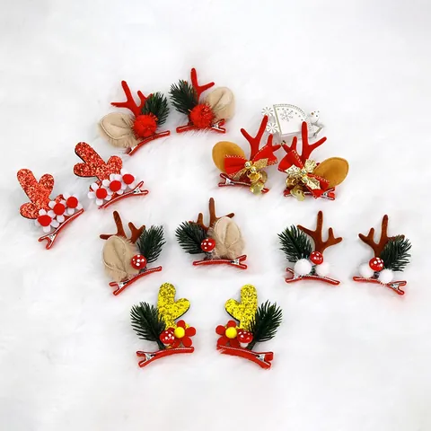 Fermagli per Capelli con Corna di Renna di Natale Con Paillettes Feltro Fungo Campanello Aghi di Pino per Bambini Donna Gioielli per Capelli per Feste