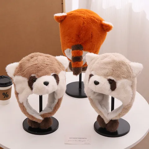 Chapeau d'Hiver pour Enfants avec Protège-oreilles Dessin Animé Petit Panda Bonnet Chaud en Peluche Coupe-vent pour Garçons et Filles