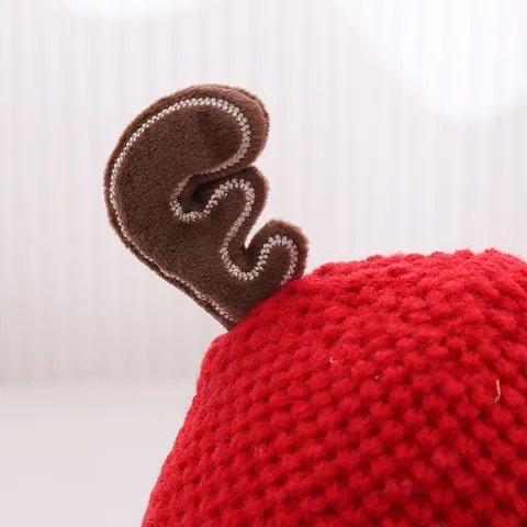 Baby Winter Knitted Reindeer Hat And Scarf Hat For Toddler Kids Cartoon Christmas Antlers Warm Fleece Beanie Accessory