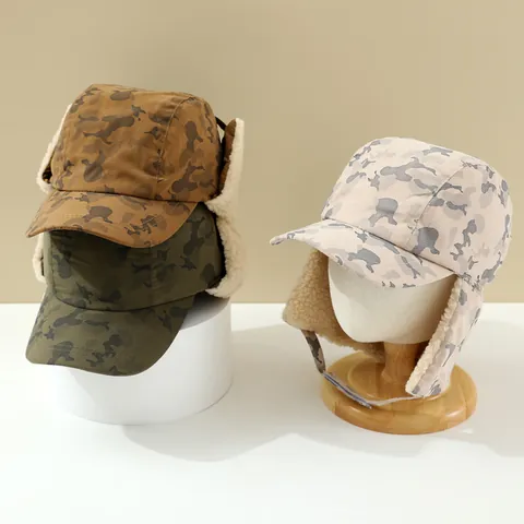 Kinder Camouflage Fliegermütze Winter Ohrenklappe Trappermütze Fleece Gefüttert Warm Winddicht Hut Für Jungen Mädchen