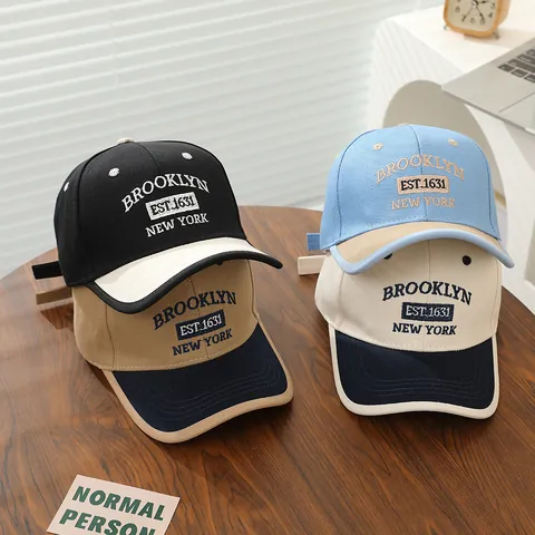 Kids Retro Color Block Baseball Cap Letter Embroidery Cotton Sun Hat For Boys Girls Adjustable For 3-8 Years Old Daily Outing