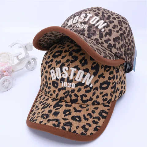 Luipaardprint Kinder Honkbalpet Boston 1630 Borduurwerk Katoen Polyester Zonbescherming Street Style Hip Hop Hoed Voor Kinderen