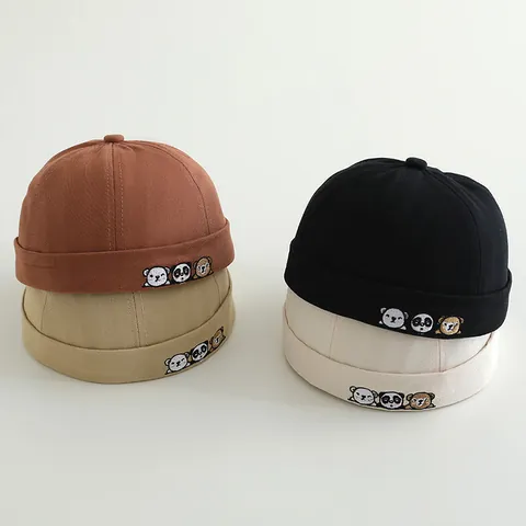 Kinder Docker Pet Peuter Miki Muts Katoenmix Cartoon Dierenborduurwerk Randloze Beanie Voor Jongens Meisjes 2-4 Jaar