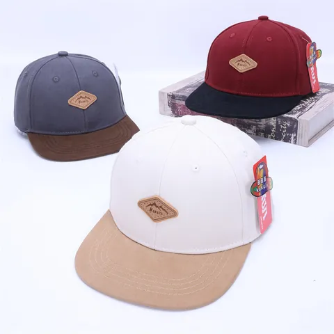 Παιδικό Καπέλο Μπέιζμπολ Patchwork Με Επίπεδο Γείσο Snapback Με Έμπλαστρο Βουνού Ρυθμιζόμενη Προστασία Από Τον Ήλιο Hip Hop