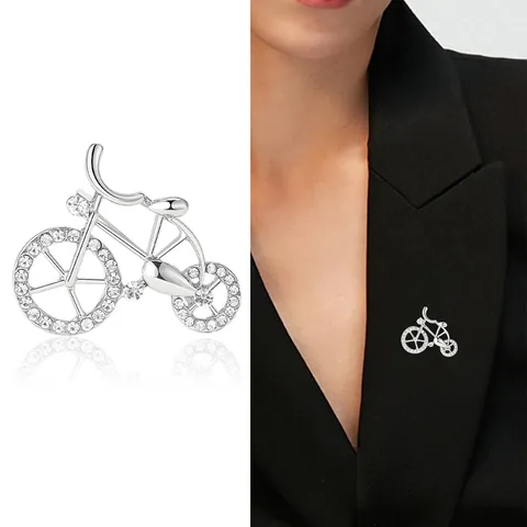 Creative Alloy Rhinestone Bicycle Brooch Pin For Women Men Vintage Gold Silver Plated Fashion Jewelry Clothes Decoration Accessories Gift
