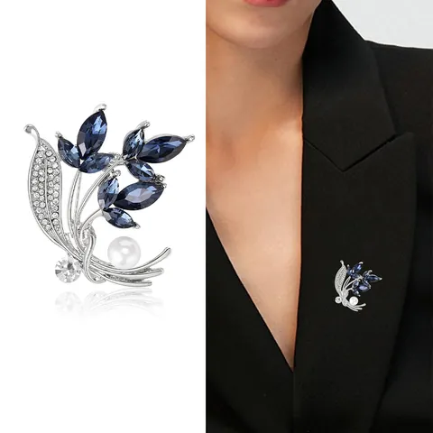 Vintage Orchid Flower Brooch For Women Elegant Alloy Rhinestone Inlaid Faux Pearl Pin Fashion Jewelry For Wedding Banquet