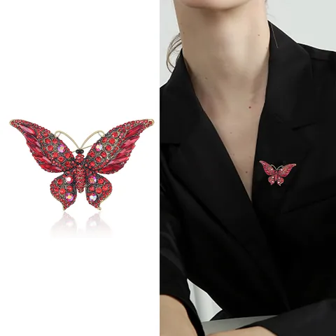 Vintage Luxe Legering Strass Vlinder Broche Voor Vrouwen Kleurrijke Kristal Dier Reversspeld Kleding Decor Accessoires