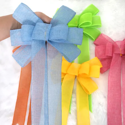 Große Jute-Schleifen Lange Schwänze Dekorative Netz-Bänder Für Weihnachten Ostern Party Hochzeit DIY Dekoration