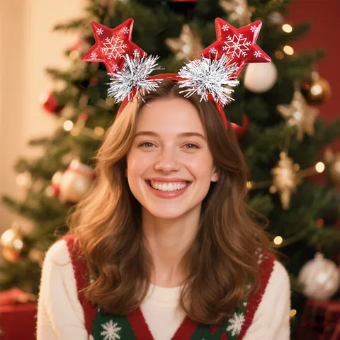 Serre-tête de Noël à Paillettes Festif Étoile Sapin de Noël Accessoire Cheveux Décoration de Fête pour Enfants Adultes