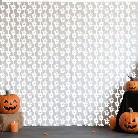 Halloween Ghost Foil Fringe Curtain Party Backdrop Decoration For Haunted House White Silver Tinsel Door Curtain
