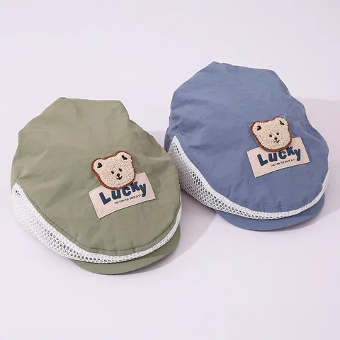 Zomer Kinderen Mesh Ademend Baret Hoed Voor 2-5 Jaar Jongens Meisjes Cartoon Beer Patch Zonbescherming Pet Accessoire