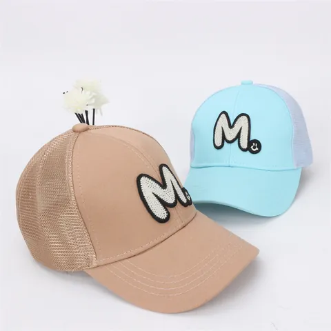 Kinder Mesh Baseballpet Ademend Zonbescherming Trucker Hat Met Letterborduurwerk Smile Patch Voor Jongens Meisjes Outdoor Daily Wear