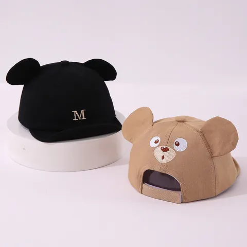 Linda Gorra de Béisbol para Bebé Con Orejas de Animales 3D Bordado Letra M Sombrero de Sol de Algodón Suave