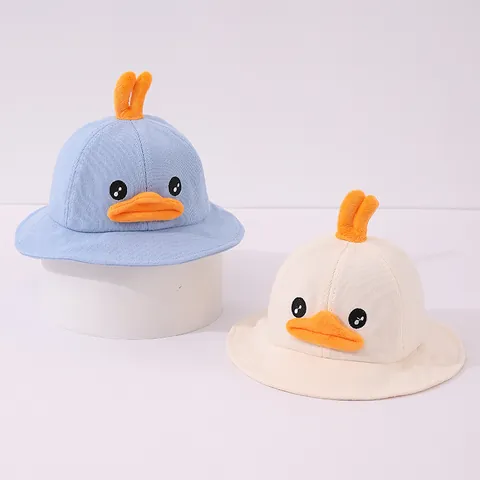 Cute Cartoon Duck Baby Bucket Hat Polyester Cotton Toddler Sun Hat Soft Foldable Fisherman Hat For Outdoor Daily Kids Wear