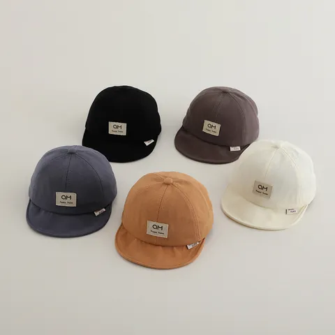 Baby Soft Brim Baseball Cap Toddler Cute Letter Patch Sun Hat Adjustable Cotton Blend Peaked Hat For 1-3 Years Kids