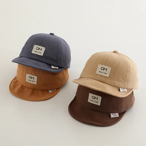 Baby Soft Brim Baseball Cap Toddler Cute Letter Patch Sun Hat Adjustable Cotton Blend Peaked Hat For 1-3 Years Kids