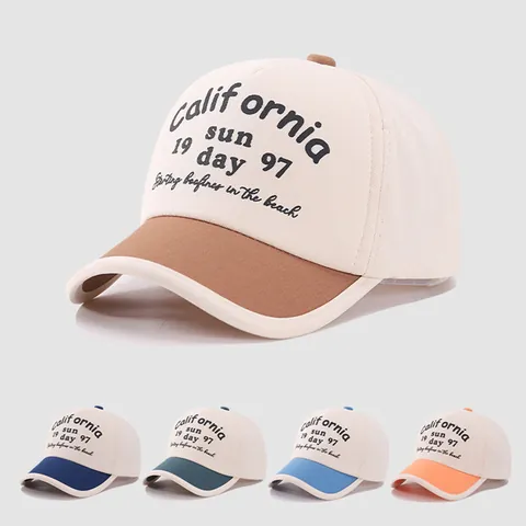 Kinder Retro Kontrastfarbe Baseballkappe California Sun Buchstaben Druck Atmungsaktiv Sonnenschutz Hut Für Kleinkinder Jungen Mädchen Verstellbare Schirmmütze