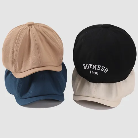 Childrens Twill Cotton Newsboy Cap Vintage Embroidery Eight Panel Beret For Toddler Boys Girls Spring Autumn Shading Hat