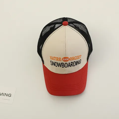 Kids Mesh Baseball Cap Toddler Trucker Hat Cotton Polyester Breathable Sun Protection Letter Embroidery Color Block Outdoor Sports Hat For Boys Girls