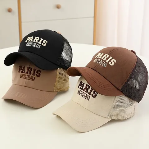 Casquette Trucker en Maille Respirante pour Enfants Avec Broderie Paris Original Casquette de Baseball Ajustable Enfant