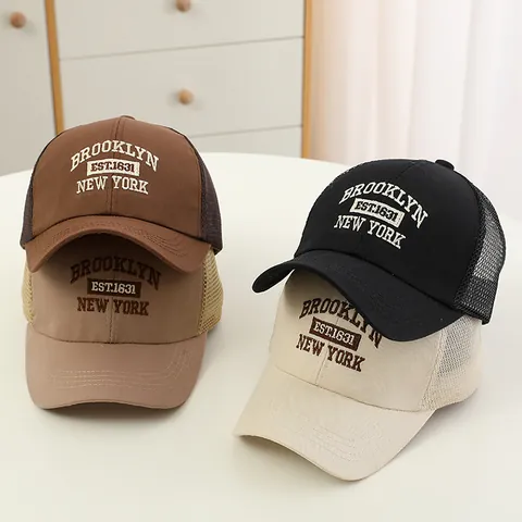 Kids Mesh Baseball Cap Breathable Summer Sunshade Hat Letter Embroidery Retro Trucker Hat For Boys Girls Outdoor Daily