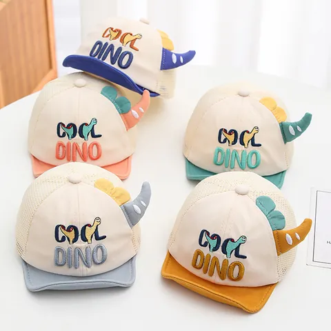 Baby Mesh Baseball Cap Cartoon Dinosaur Whale Sun Protection Hat Breathable Cotton Blend Adjustable Hat For Toddler Infant