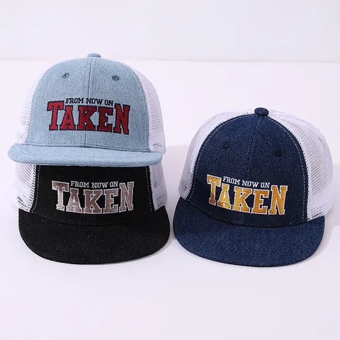 Παιδικό Καπέλο Trucker Denim Mesh Αναπνεύσιμο Καπέλο Baseball Επίπεδο Γείσο Κέντημα Γράμμα Hip Hop Καπέλο για Ήλιο για Αγόρια Κορίτσια