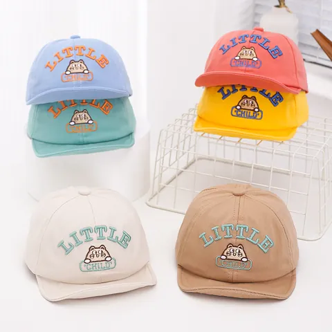 Baby Cotton Baseball Cap Cartoon Cat Bear Embroidery Soft Brim Adjustable Sun Hat For Toddler Infant Boys Girls Daily Wear