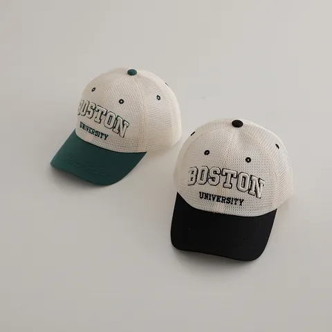 Παιδικό Καπέλο Trucker με Πλέγμα Boston University Τρισδιάστατο Κέντημα Γραμμάτων Καπέλο Μπέιζμπολ Αναπνεύσιμο Ηλιακή Προστασία για Αγόρια Κορίτσια