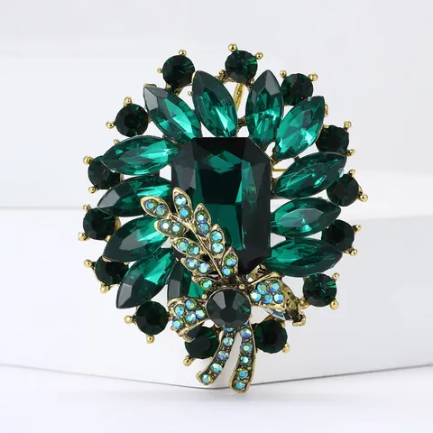 Vintage Legierung Blume Kristall Brosche Für Damen Hochwertige Exquisite Strass Pin Für Strickjacke Schal Accessoire Schmuck
