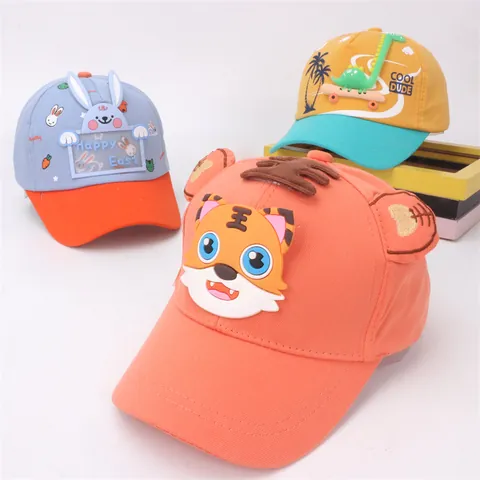 Kids Cartoon Animal Baseball Cap Tiger Dinosaur Bunny 3D Decoration Adjustable Cotton Sun Hat Outdoor Snapback For Boys Girls