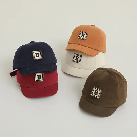 Cute Baby Kids Baseball Cap Soft Brim Cotton Blend Adjustable Sun Hat With Bear Embroidery Letter Patch For Toddlers Boys Girls