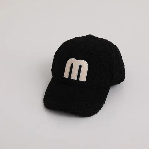 Kids Winter Warm Teddy Fleece Baseball Cap With Embroidered Letter M Soft Polar Fleece Sun Hat For Boys Girls