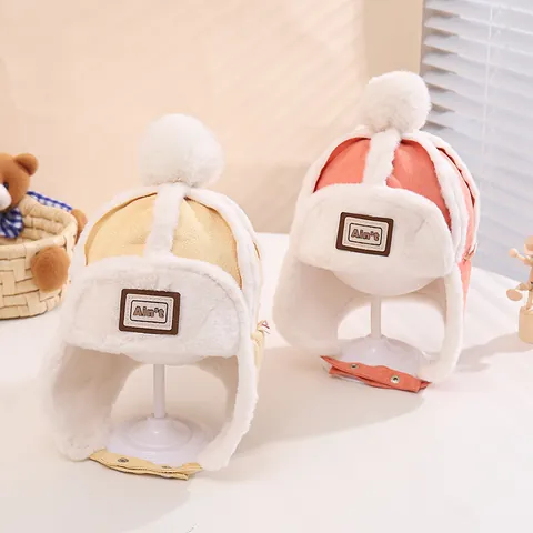 Kinder Winter Fliegermütze Wildlederimitat Warm Plüsch Gefüttert Trappermütze Mit Ohrenklappen Bommel Winddichte Bombermütze