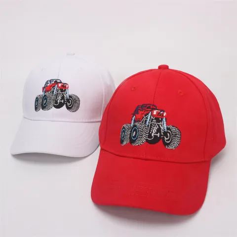 Kids Monster Truck Embroidery Baseball Cap Adjustable Cotton Blend Sun Hat For Boys Girls