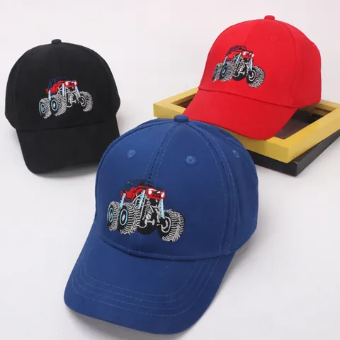 Kids Monster Truck Embroidery Baseball Cap Adjustable Cotton Blend Sun Hat For Boys Girls