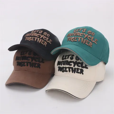 Kids Cotton Baseball Cap 3D Embroidered Letters Let's Go Motorcycle Together Sun Hat For Boys Girls Outdoor Daily Casual