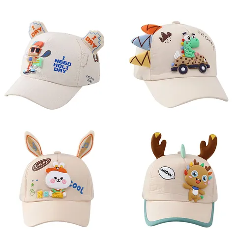 Kinder Cartoon Honkbalpet Katoenmix 3D Dieren Decor Zonnehoed Verstelbare Outdoor Pet Voor Jongens En Meisjes