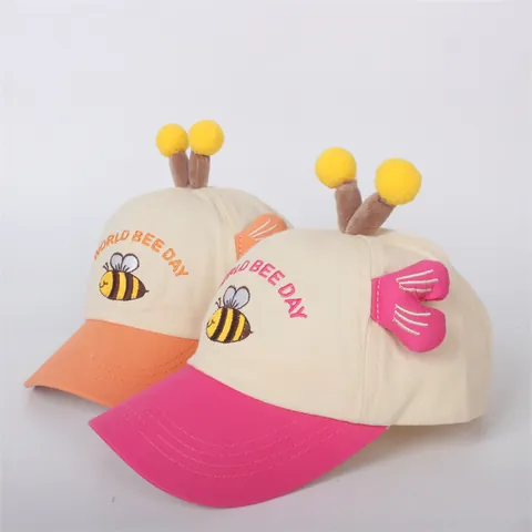 Gorra de Béisbol de Abeja de Dibujos Animados para Niños Con Antenas y Alas 3D Sombrero de Sombrilla para Niños y Niñas