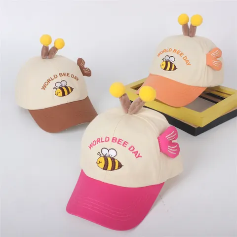 Gorra de Béisbol de Abeja de Dibujos Animados para Niños Con Antenas y Alas 3D Sombrero de Sombrilla para Niños y Niñas