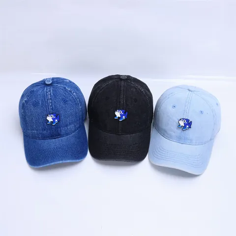 Baby Kids Denim Baseball Cap Cute Cartoon Shark Elephant Embroidery Sunshade Hat Outdoor Casual Adjustable Denim Sun Hat