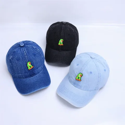 Baby Kids Denim Baseball Cap Cute Cartoon Shark Elephant Embroidery Sunshade Hat Outdoor Casual Adjustable Denim Sun Hat